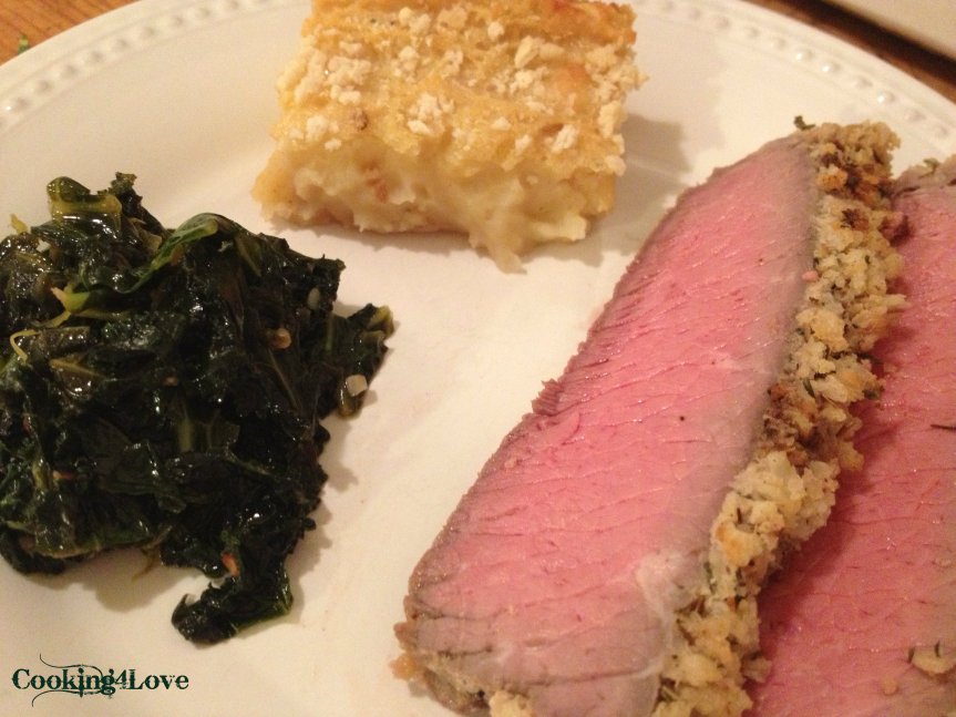 With Baked Mashed Potatoes and Sautéed Kale