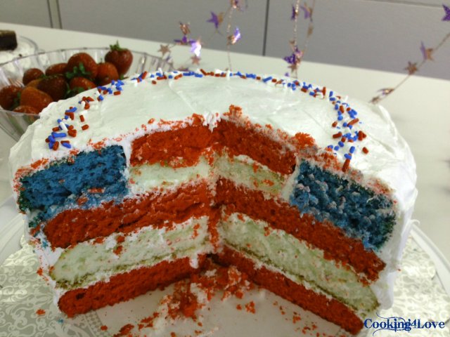 My Layered Flag Cake